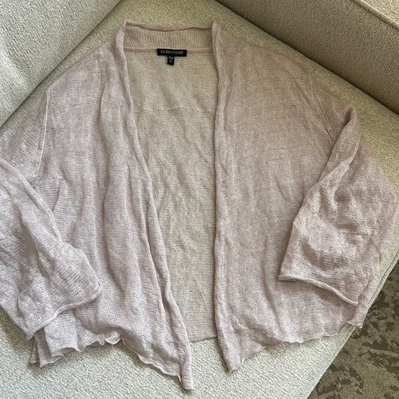 Eileen Fisher Women's Soft Pink Open-Front Shrug - Picture 1 of 8
